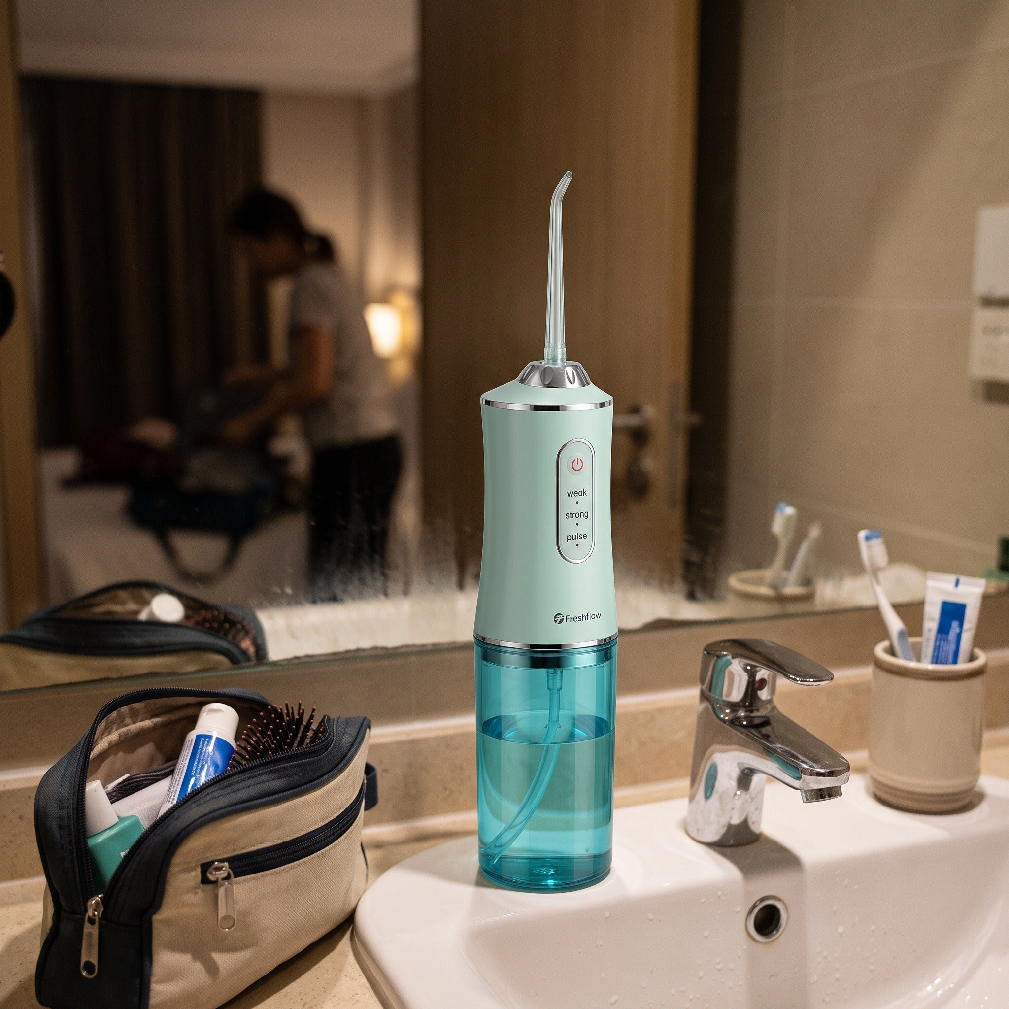 Freshflow in a hotel bathroom