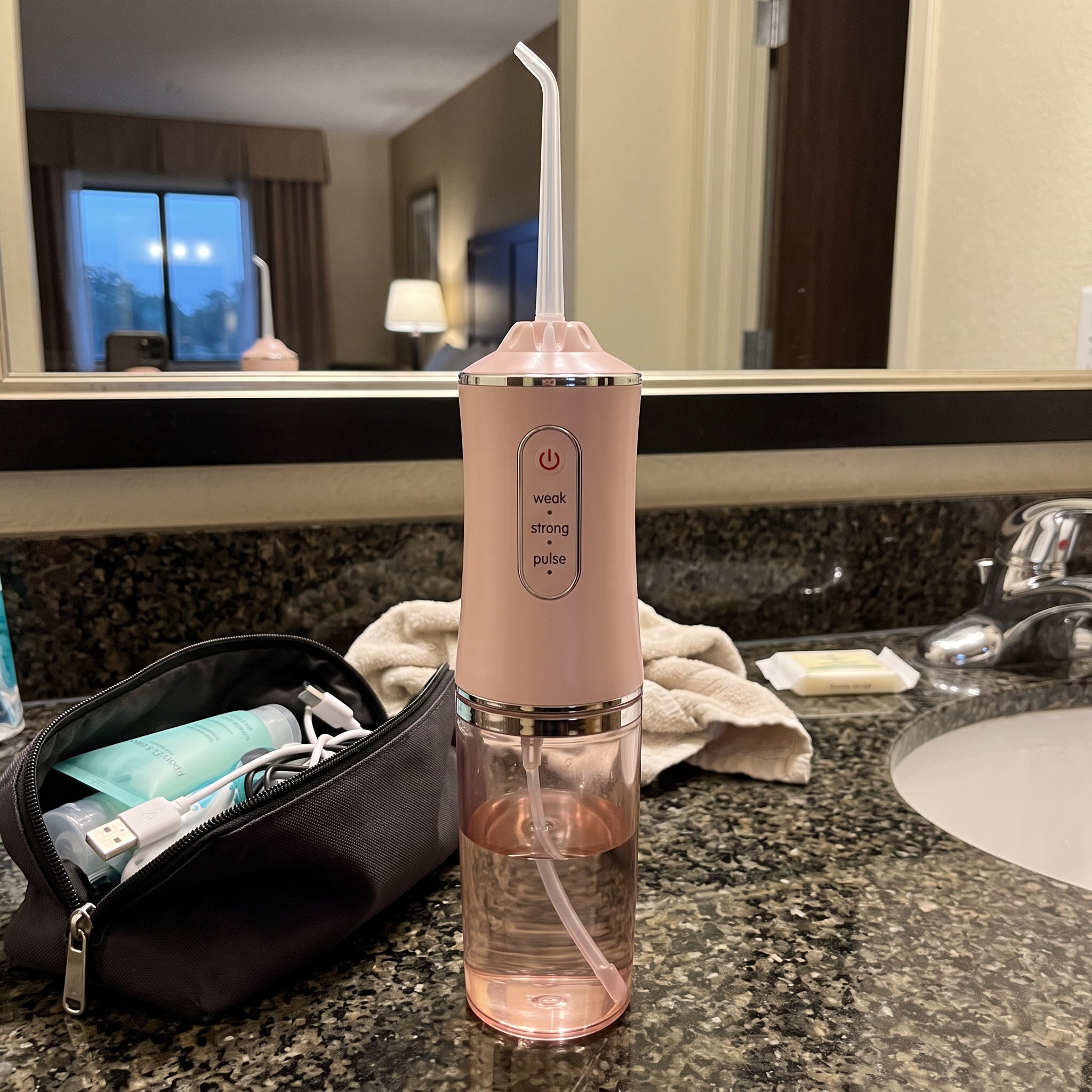 Freshflow in a travel washbag