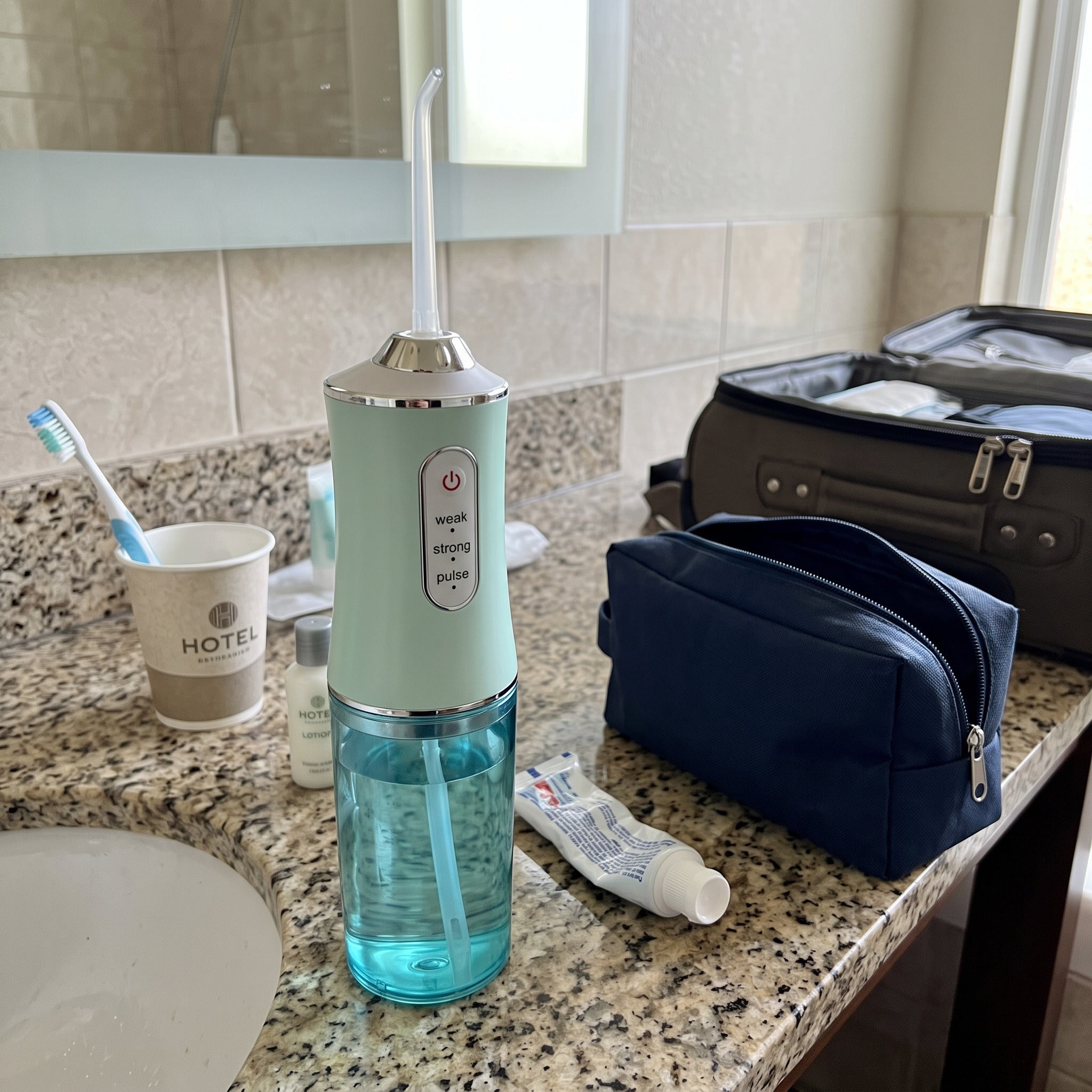 Freshflow in a travel washbag