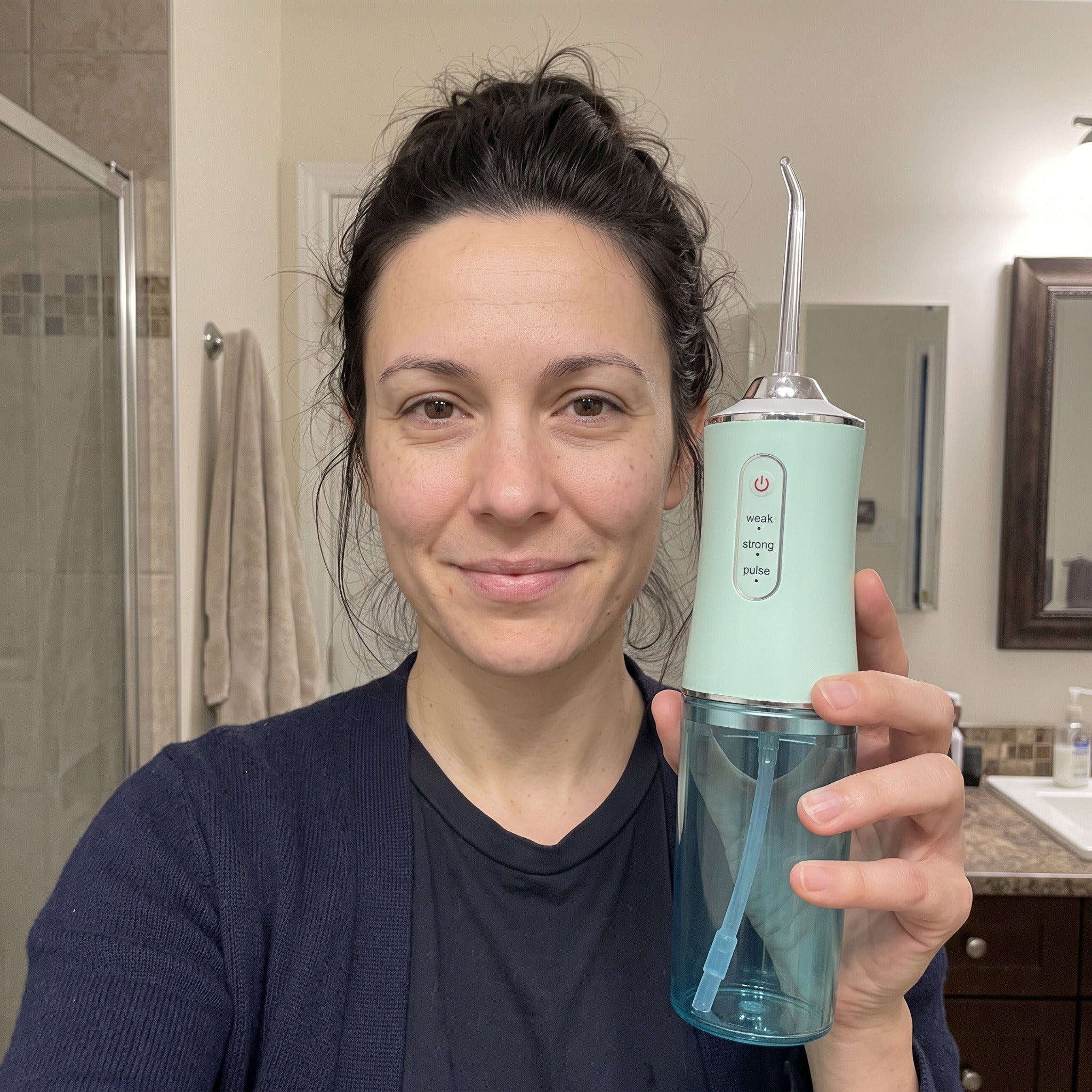 Priya with Mint Freshflow in her ensuite